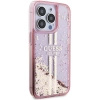 Etui Guess Liquid Glitter Gold Stripes na iPhone 15 Pro - różowe