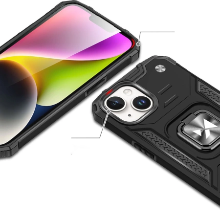 WOZINSKY ETUI RING ARMOR DO IPHONE 15 PLUS Z OCHRONĄ AAPARATU I UCHWYTEM