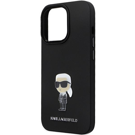 Etui Karl Lagerfeld KLHCP13LSMHKNPK na iPhone 13 Pro / 13 - czarne Silicone Ikonik Metal Pin