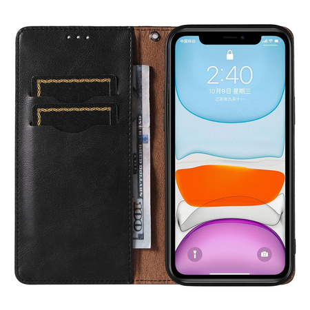 Magnet Strap Case etui do Samsung Galaxy A12 5G pokrowiec portfel + mini smycz zawieszka czarny