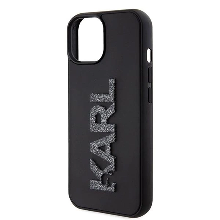 Etui Karl Lagerfeld 3D Rubber Glitter Logo na iPhone 15 Plus - czarne