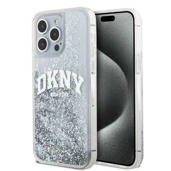 DKNY ETUI HARDCASE DO IPHONE 15 PRO 6.1 Z LOGO METALOWYM I LIQUID GLITTER
