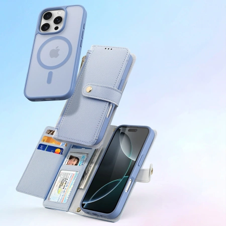 DUX DUCIS ETUI DO IPHONE 16 PRO Z PORTFELEM MAGNETYCZNYM I SKÓRZANĄ OKŁADKĄ