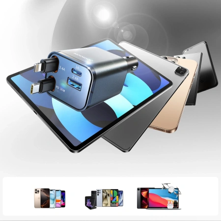 JOYROOM ŁADOWARKA SAMOCHODOWA 30W 4W1 Z KABLAMI DO APPLE IPHONE 12 13 14