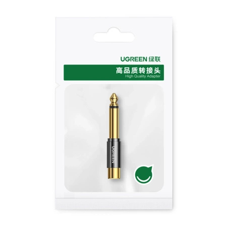 UGREEN ADAPTER JACK 6,35 MM NA RCA DO AUDIO I WZMACNIACZY ZŁOTY AV169 80731
