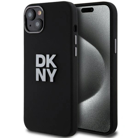 DKNY CASE HARDCASE LIQUID SILICONE DO IPHONE 15 14 13 Z METALOWYM LOGO