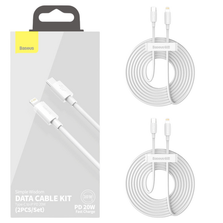 BASEUS KABEL USB-C DO LIGHTNING 20W DO IPHONE 11 12 13 14 1.5M 2SZT ZESTAW