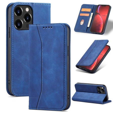 Magnet Fancy Case etui iPhone 14 Plus pokrowiec z klapką portfel podstawka niebieskie