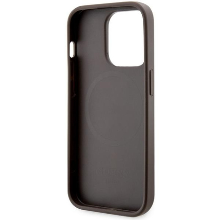 Etui Guess GCube Stripes MagSafe GUHMP14LHGCFSEW na iPhone 14 Pro - brązowe
