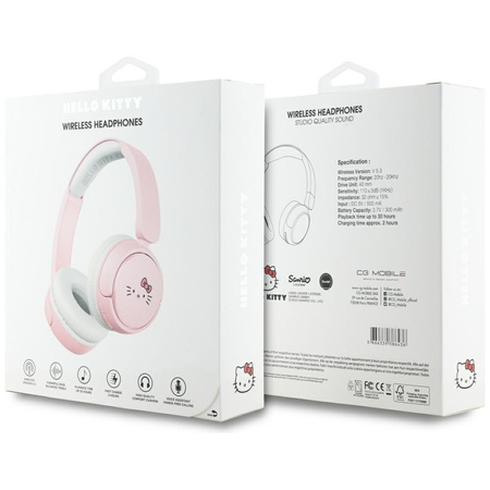 HELLO KITTY SŁUCHAWKI NAUSZNE BLUETOOTH Z LOGO KOTKA DO TELEFONÓW SMART