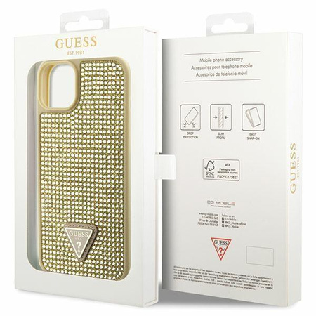 Etui Guess GUHCP14SHDGTPD na iPhone 14 - złote Rhinestone Triangle