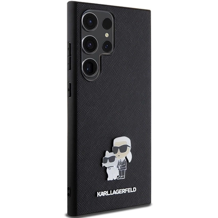 Etui Karl Lagerfeld Saffiano Karl&Choupette Metal Pin na Samsung Galaxy S24 Ultra - czarne