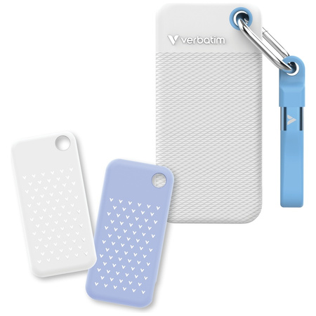 Dysk Zewnętrzny Verbatim Pocket SSD 1TB  USB-C 3.2 gen.2 biały-jasnoniebieski 32320