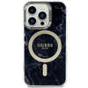 Etui Guess GUHMP14LPCUMAK na iPhone 14 Pro - czarne Marble MagSafe