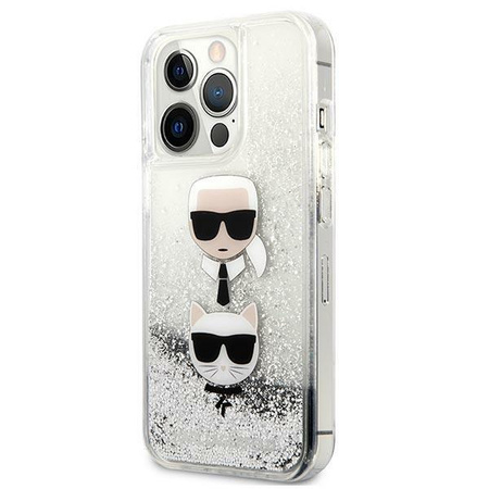 Karl Lagerfeld KLHCP13LKICGLS iPhone 13 Pro / 13 6,1" srebrny/silver hardcase Liquid Glitter Karl&Choupette Head