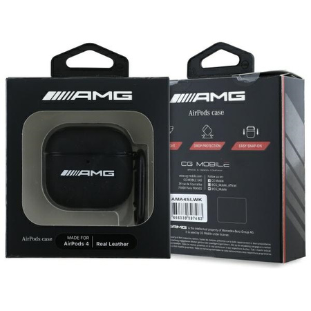 MERCEDES ETUI POKROWIEC AM AMG DO AIRPODS 4 Z LOGO BIAŁYM WERSJA LUXURY