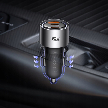MCDODO SZYBKA ŁADOWARKA SAMOCHODOWA DO TELEFONU LAPTOPA 2X USB-C USB-A 90W