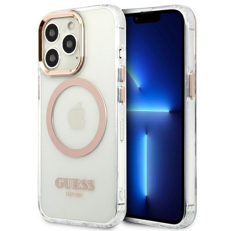 Etui Guess GUHMP13XHTRMD na iPhone 13 Pro Max - złote Metal Outline Magsafe