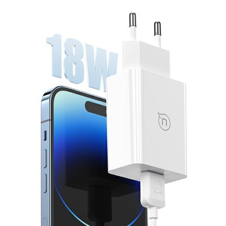 USAMS ŁADOWARKA SIECIOWA 18W Z KABLEM DO LIGHTNING IPHONE 11 12 13 14 15