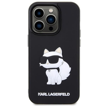 Etui Karl Lagerfeld KLHCP14L3DRKHNK na iPhone 14 Pro - czarne Rubber Choupette 3D