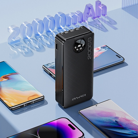 AWEI POWERBANK P134K 20000MAH DO TELEFONÓW Z WYŚWIETLACZEM USB PD Z