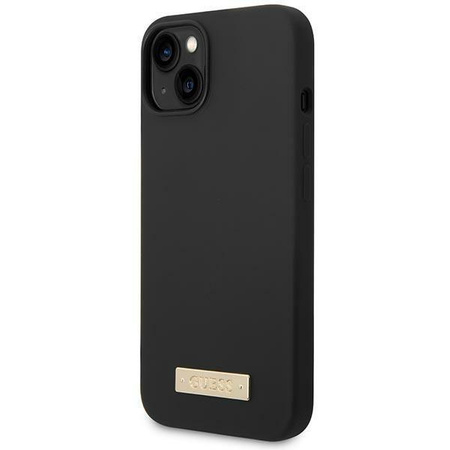 Guess GUHMP14MSBPLK iPhone 14 Plus 6,7" czarny/black hard case Silicone Logo Plate MagSafe
