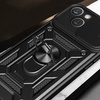 Pancerne etui Hybrid Armor Camshield z podstawką i osłoną aparatu do iPhone 15 - niebieskie