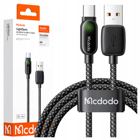 MCDODO KABEL USB-A USB-C SZYBKIE ŁADOWANIE PD 100W 1M LED CZARNY
