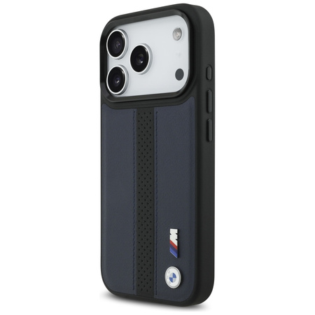Etui BMW M Perforated Stripe Logo        MagSafe do iPhone 17 Pro granatowy
