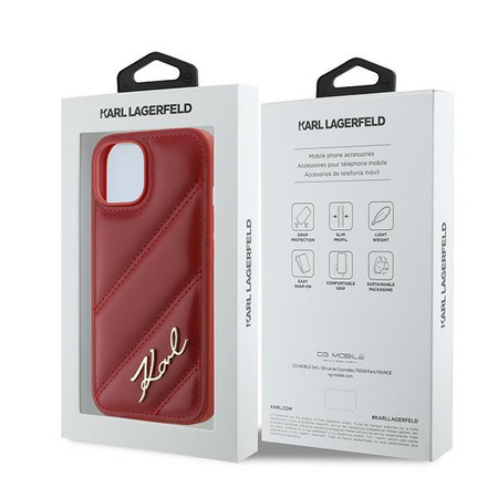 KARL LAGERFELD HARDCASE ETUI DO IPHONE 15 14 13 6.1 DIAGONAL QUILTED SCRIPT
