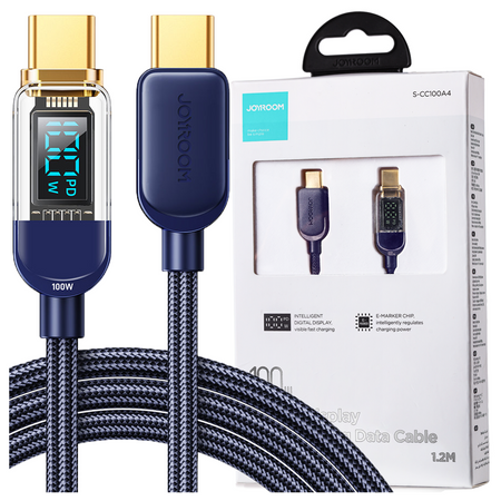 Joyroom kabel USB C – USB C 100W do szybkiego ładowania i transferu danych 1,2 m niebieski (S-CC100A4)