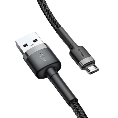 Baseus Cafule Cable wytrzymały nylonowy kabel przewód USB / micro USB QC3.0 2.4A 1M czarno-szary (CAMKLF-BG1)