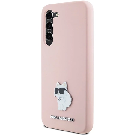 Etui Karl Lagerfeld Silicone Choupette Metal Pin na Samsung Galaxy S23 - różowe