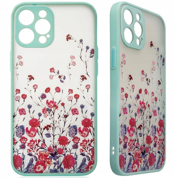 HURTEL ETUI DESIGN CASE DO IPHONE 12 PRO MAX KWIATY ZIELONE OCHRONA 9H