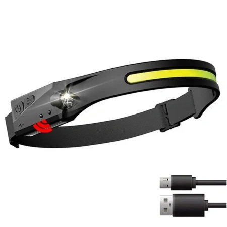 HURTEL LATARKA CZOŁOWA LED Z CZUJNIKIEM RUCHU DO WĘDROWANIA Z IPX4 1200 MAH