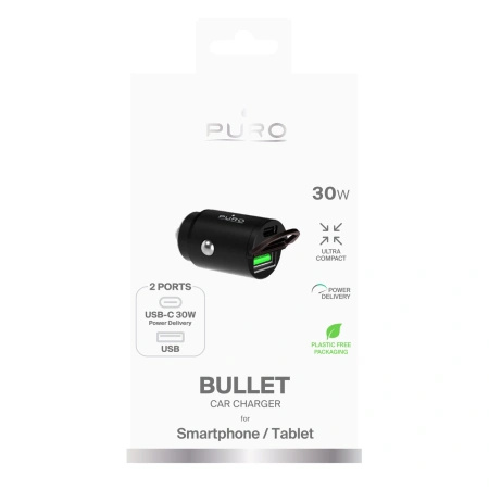 PURO ELEKTRIK ŁADOWARKA SAMOCHODOWA MINI 30W POWER DELIVERY USB-C USB-A