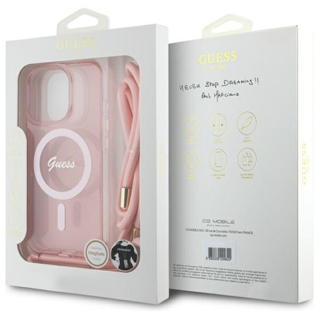 GUESS CASE HARDCASE DO IPHONE 16 PRO MAX 6.9” CROSSBODY CORD Z MAGNETEM