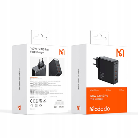 Fast Charger, GaN, Usb-C, Usb, 3 ports, 140W, Mcdodo