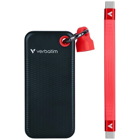 Dysk Zewnętrzny Verbatim Pocket SSD 2TB  - brelok do kluczy z kablem USB-C 3.2 gen.2 czarno-czerwony/black-red 32196