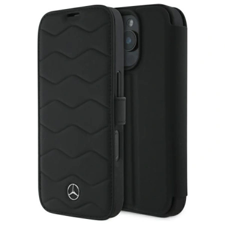 Mercedes MEBKP16X23RWRSK iPhone 16 Pro   Max 6.9 czarny/black bookcase MB Waves Leather