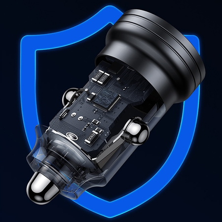 USAMS Ład. sam. C35 USB+USB-C 45WFast Charge czarny/black CC175CC01 (US-CC175)