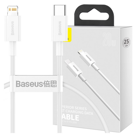 BASEUS KABEL USB-C DO LIGHTNING DO TELEFONÓW APPLE 20W 2M SZYBKIE ŁADOWANIE