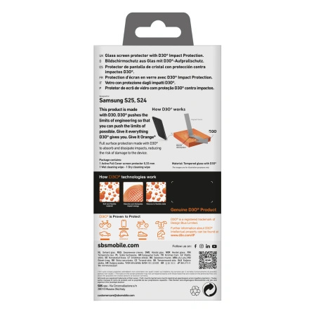 Szkło hartowane SBS Tempered Glass D3O z ramką do Samsung Galaxy S25 / S24