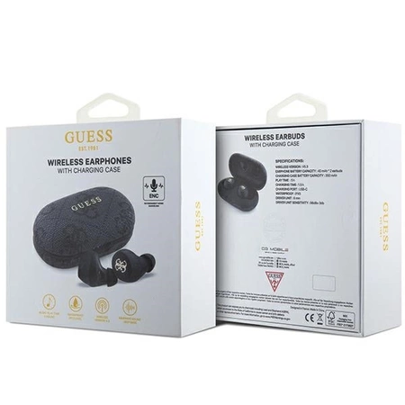 Słuchawki Bluetooth TWS Guess 4G Metal ze stacją dokującą ENC - czarne