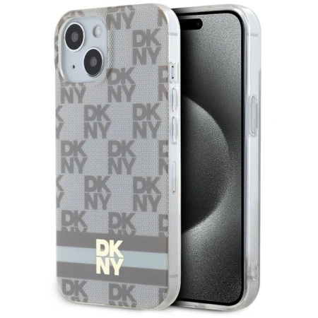 DKNY ETUI HARDCASE DO IPHONE 15 14 13 6.1 DO MAGSAFE CHECKERED MONO STRIPE