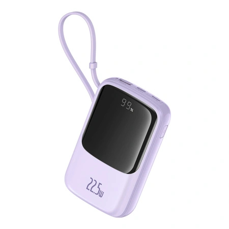 Powerbank Baseus Qpow Pro+ 10000mAh 22.5W z wbudowanym kablem USB-C z wyświetlaczem - fioletowy