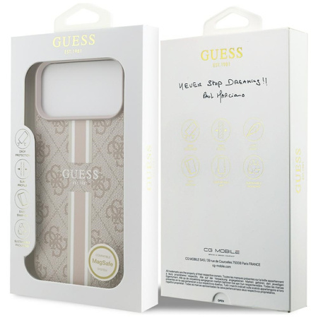 Etui Guess 4G Printed Stripes MagSafe do iPhone 17 Pro Max różowy