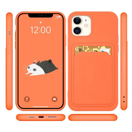 Card Case silikonowe etui portfel z kieszonką na kartę dokumenty do iPhone 11 Pro pomarańczowy