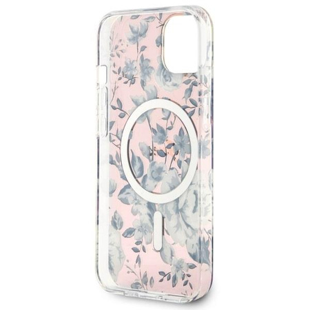 Etui Guess GUHMP14MHCFWSP na iPhone 14 Plus 6.7" - różowe Flower MagSafe