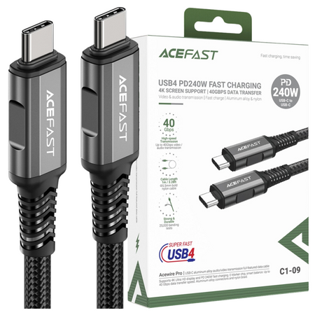 ACEFAST KABEL USB-C 5A DO MACBOOKA PRO AIR 1M Z PD 3.1 Z ŁADOWANIEM SZYBKIM